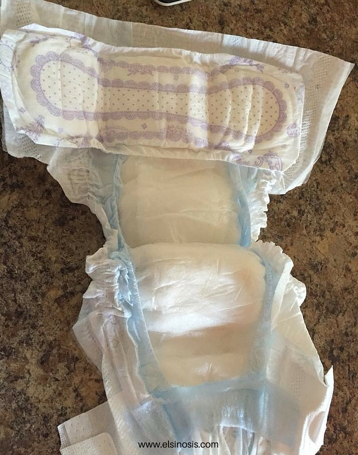 NIght Time Diaper with Poise Pad Along Waistband